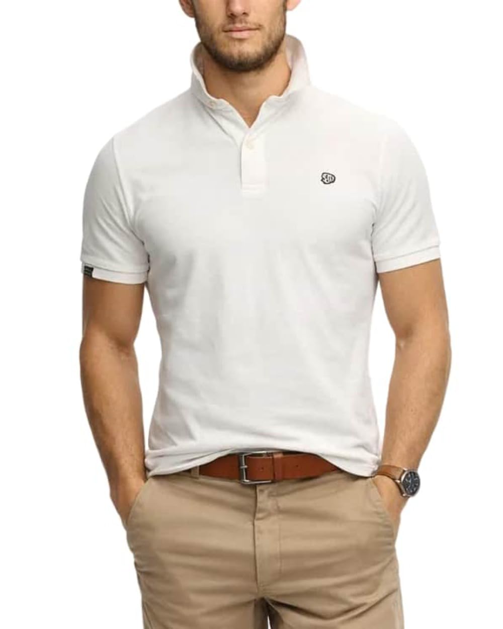 Superdry Men's Vintage Destroy Polo Shirt, Optic, L