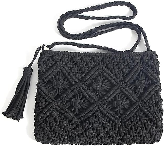 Image of Women's Handmade Macrame Crossbody Sling Bag Tote Bags Beautiful & Fancy Ladies Purse For Girls Women's Mobile Pouch Friends Gifts Birthday Marriage Party and Events,1- Piece