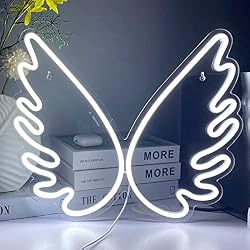 Moweek Angel Wing USB Powered Acrylic Neon Signs(16 x 13 inch), Led Signs Wall Decor for Girl Bedroom, Kids Room,Wedding…