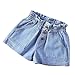 9-10 Years 3 Button Girls Cuffed Jean Shorts Elastic High Waist Trendy Fashion Denim Shorty Casual Summer Pull On Clothes Jorts Blue