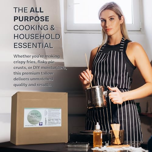 MD.LIFE BEEF TALLOW MD. Life Beef Tallow for Cooking - Food Grade Grass Fed Beef Tallow for Cooking Oil Replacement - 24 Pounds - Pasture Raised Keto Friendly Beef Tallow- Used to Make Candles & Soaps