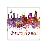Barcelona Spain City Watercolor Ceramic Tile Glossy Decal Glazed Brick Adorn Stone