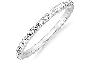 14K White Gold Plated CZ Diamond Anniversary Ring for Women