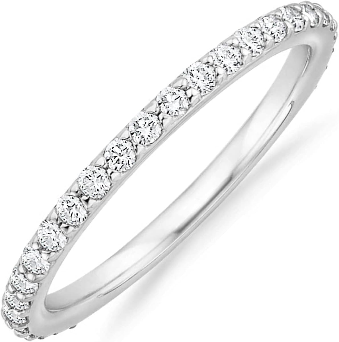 14K Gold Plated Eternity Ring | Stackable Cubic Zirconia Gold Band Ring | Dainty Diamond-Inspired Womens Wedding Jewelry