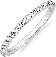 PAVOI 14K Gold Plated Eternity Stackable Ring | Cubic Zirconia Gold Band | Dainty Women's Wedding Jewelry