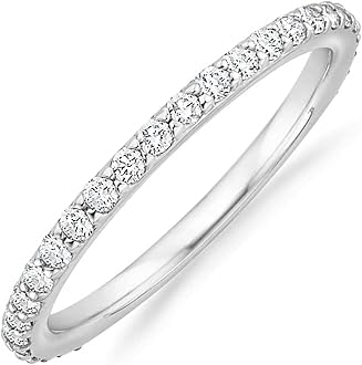 PAVOI 14K Gold Plated Cubic Zirconia Diamond Stackable Eternity Bands for Women