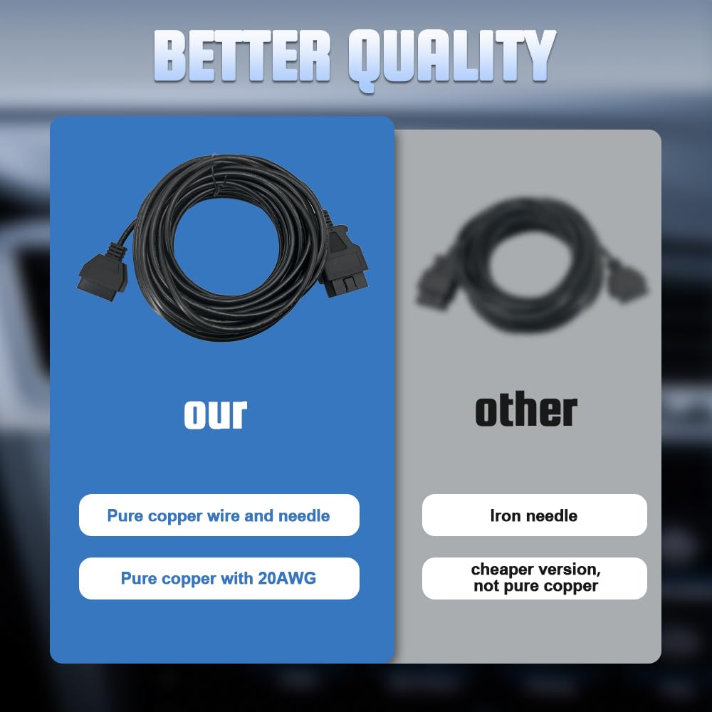 Cavo di prolunga OBD2 da maschio a femmina, per diagnostica OBD2, compatibile con tutti i veicoli OBD2 (cavo di prolunga da 15 m)