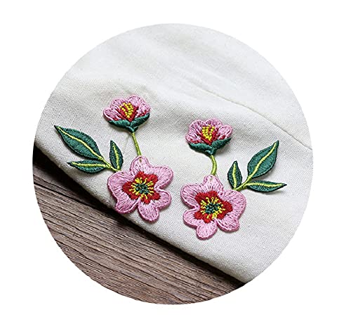 Three Pairs Floral Decorative Patches, Beautiful Flowers Embroidered Applique For Clothes Backpacks T-Shirt Jeans Skirt Vests Scarf Hat Bag (3 Pairs Flowers-Blue/Pink/Yellow) #TOP2
