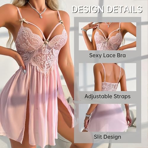 Image of Nimiah Sexy Lace Sleepwear for-Women - See Through Babydoll Lingerie