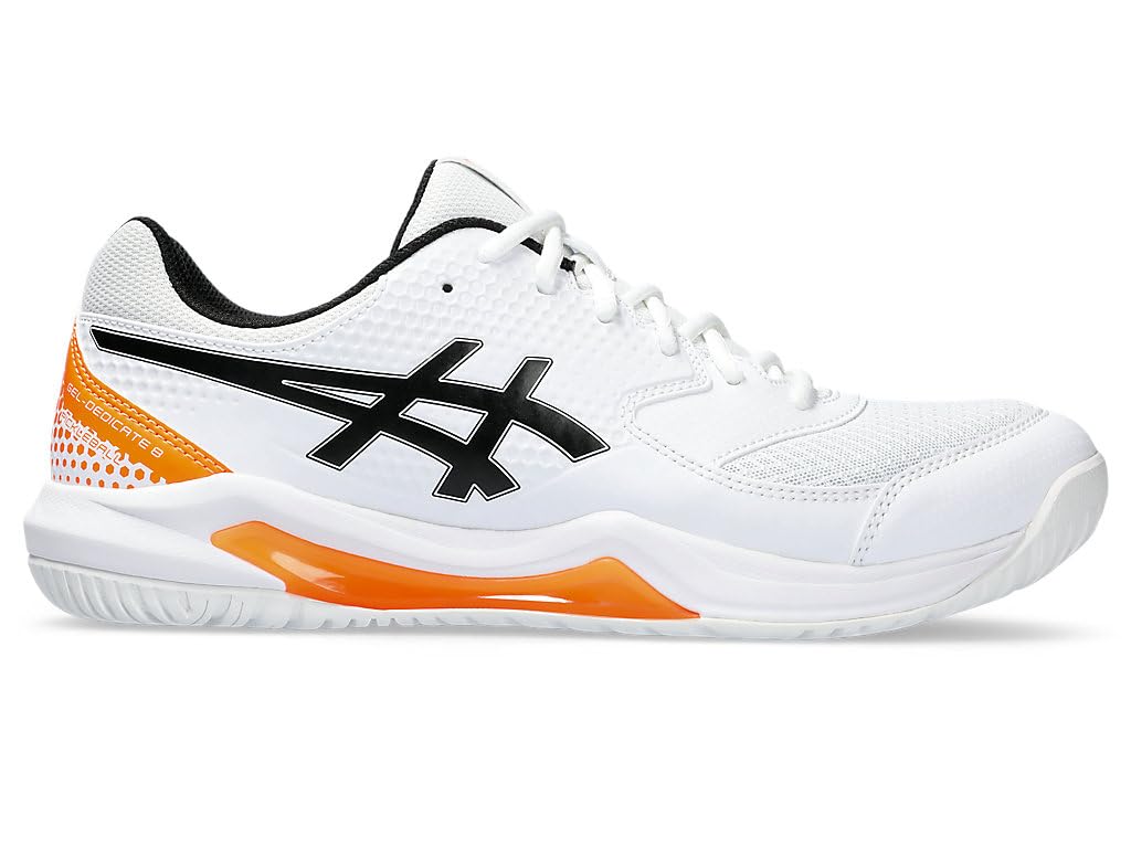 ASICS Men's Gel-Dedicate 8 Pickleball Tennis Shoe, White/Shocking