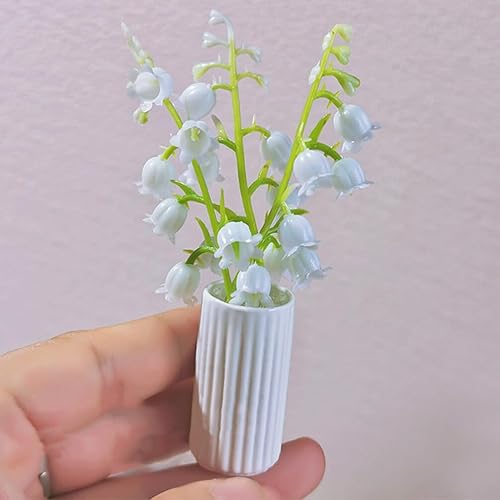 Miniatura 3 de 2 piezas de orquídeas artificiales blancas con jarrón, mini orquídeas falsas en maceta, flores falsas de tacto real, orquídeas falsas falsas de