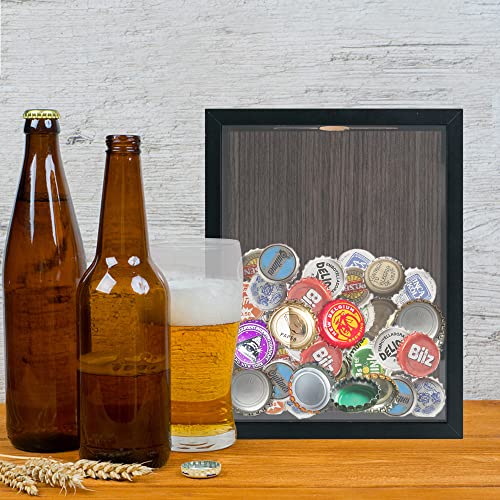 Image of GraduationMall 8x10 Top Loading Shadow Box Frame with HD Glass,Wood Display Case with Slot,1.25 inches Interior Depth,Ideal for Wine Bottle Caps,Tickets,Shells,Stamps and More,Black