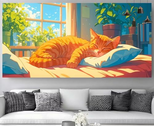 Broderie diamant chat orange XXL 60x180cm kit complet 5D