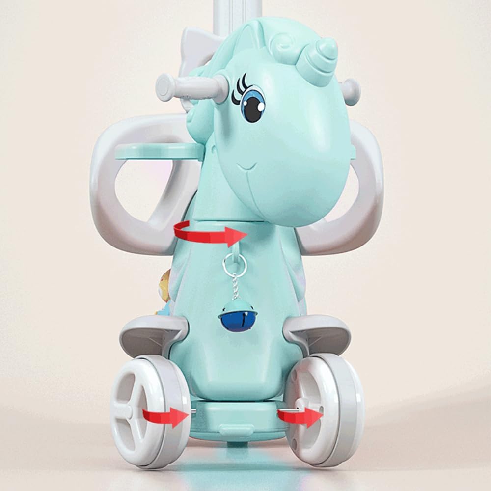 34.25" L x 16.54" W x 34.65" H Toddler Rocking Horse Hdpe Blue Ride-On Toy