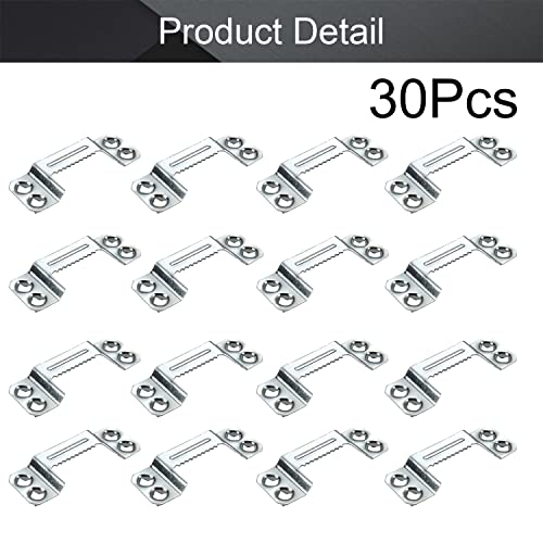 Image of MroMax 30PCS Sawtooth Picture Hangers Iron Picture Hangers 1.69 inch x 0.63 inch 4-Hole Picture Frames Hangers for Hanging Clock Paintings Artwork Picture Frame Hook Photos Silver