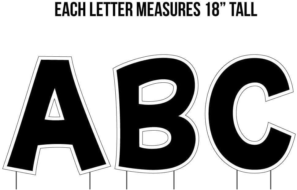 VictoryStore 18 Inch Alphabet Yard Letters: 26 Waterproof Corrugated Plastic Yard Sign Letters with Stakes, Black