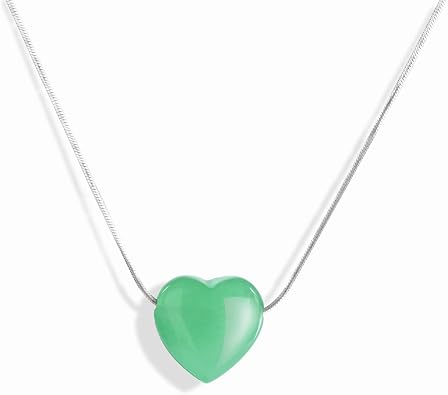 Jade Heart Necklaces for Women Healing Crystals Small Green Heart Gemstone Necklace Anniversary Birthday Valentines Jewelry Gifts for Teen Girls