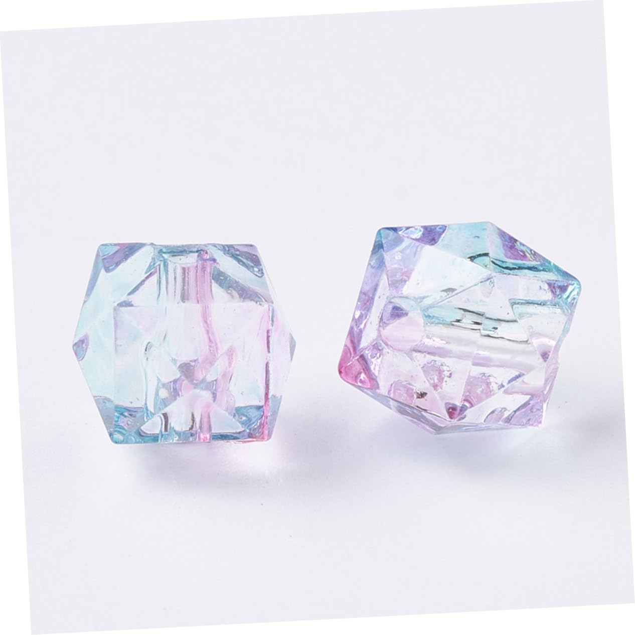 NUOBESTY 600stücke Perlen Polygonale Zwei-farbige Transparente Acrylperlen Für Schmuckherstellung Für Armbänder Und Blau