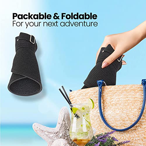 Roniky Women Straw Sun Visor Hat Wide Brim Summer Uv Protection Ponytail Visor Beach Cap Foldable Packable Upf 50+ Black #TOP3
