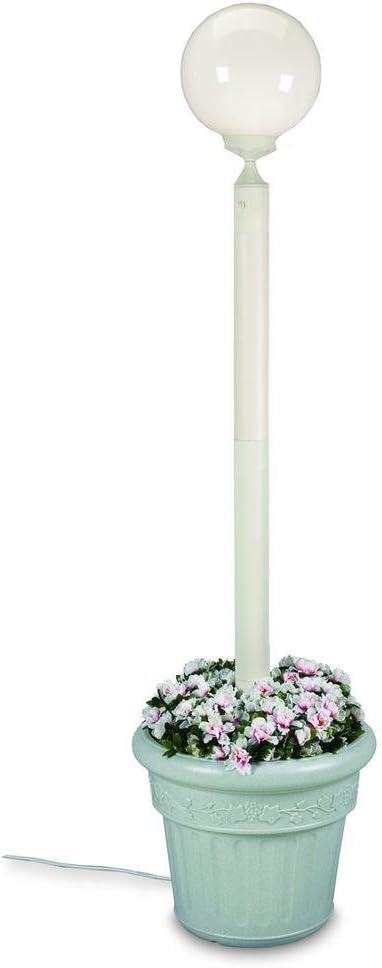 European Single Globe Planter Lamp - White and White