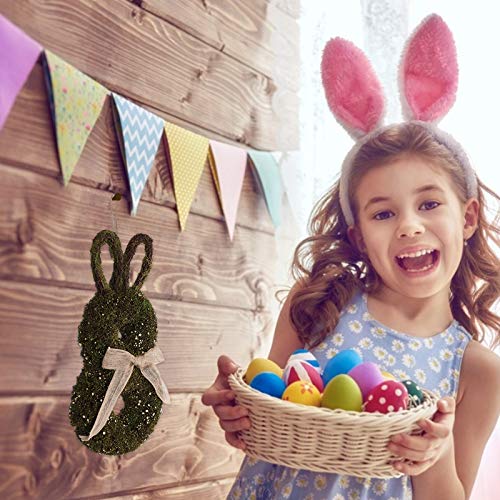 image for RECUTMS Easter Bunny Wreath Artificial Spring Garland for Hanging Outd