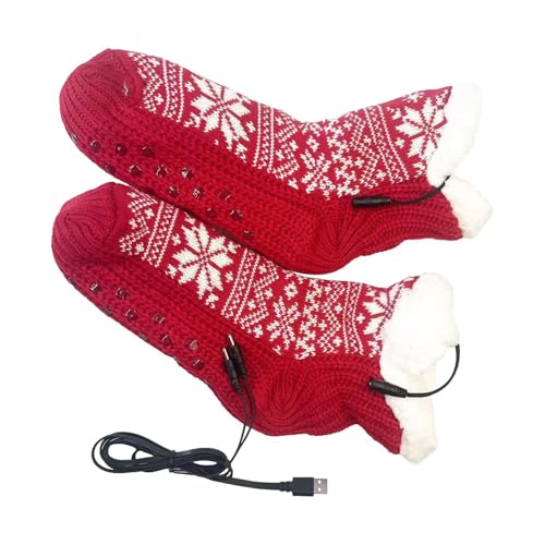 Calentado Calcetines - Calentadores De Pie Térmicos | Invierno Calentamientos Calcetines | Patrón De Copo De Nieve Alimentado USB | Suministros Portátiles Para Mujeres Hombres Invierno Exterior