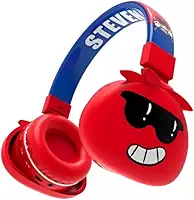 Fone de Ouvido Bluetooth Infantil Mostrinhos Sem Fio Kids - 8 Modelos Divertidos com Conexão Bluetooth e Cabo Auxiliar, Ajuste de Altura e Design Dobrável - Conforto e Diversão (Vermelho)