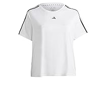 adidas Donna AEROREADY Train Essentials 3-Stripes Tee, White, Black, M