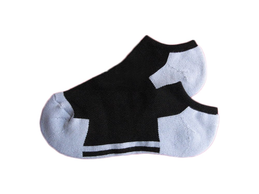 COUVER no show running athletic socks with breathable mesh, BLACK with GRAY, Size Large