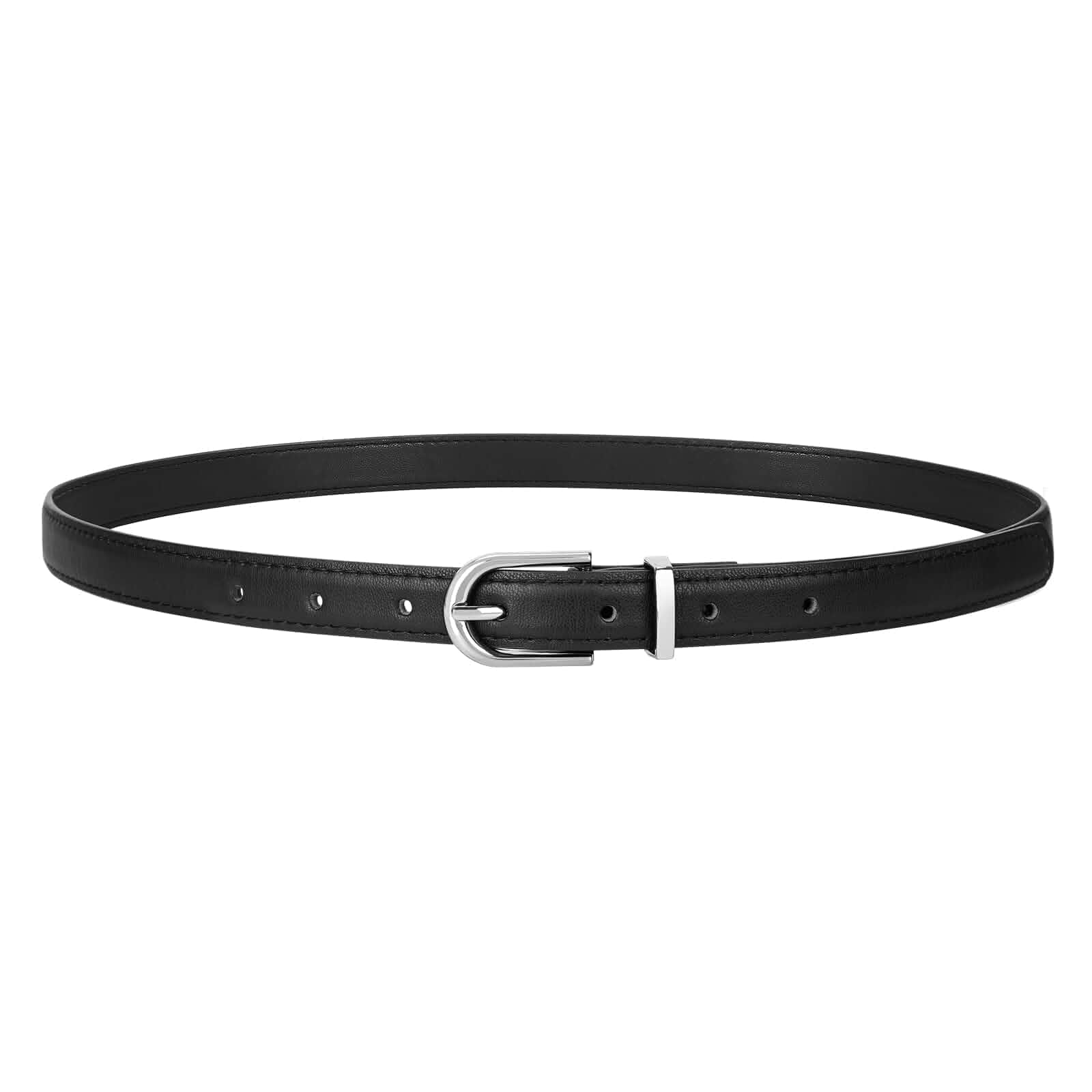 JASGOOD Womens Skinny Leather Belt Ladies Thin Faux Leather Belt with Gold/Silver Buckle for Jeans Dress Pants