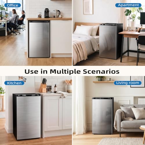 Image of Antarctic Star 3.2 Cu.Ft. Compact Refrigerator,Single Door Mini Fridge with Adjustable Thermostat,Low noise for Apartment,Dorm,Office,STEEL