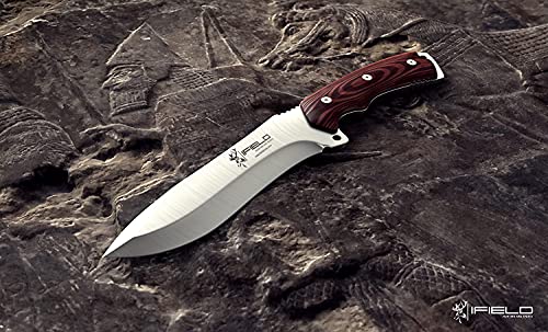 Ifield 150 Survival Camping Fixed Blade Knife With Red Micarta Handle And 440C Blade Steel, 58-60 Hrc Of Hardness, Camping Tool For Fishing, Hunting, Sport Activity #TOP6