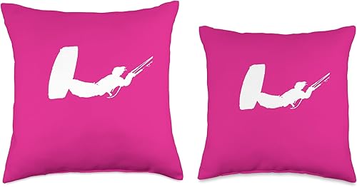 Miniatura 3 de Kitesurf Gifts and Surf Lover Tees by taiche Kiter Action Freestyle Artistic White Vector Throw Pillow, 16x16, Multicolor