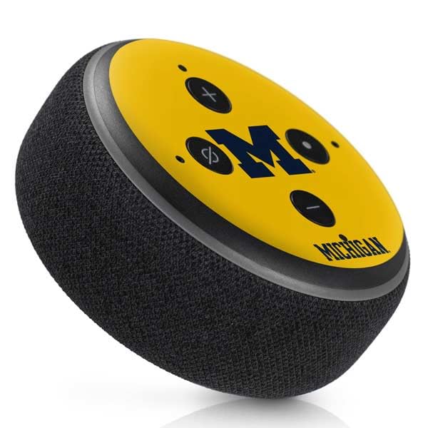 Skinit Decal Audio Skin Compatible with Amazon Echo Dot 3 - Officially Licensed University of Michigan M Logo Yellow Design