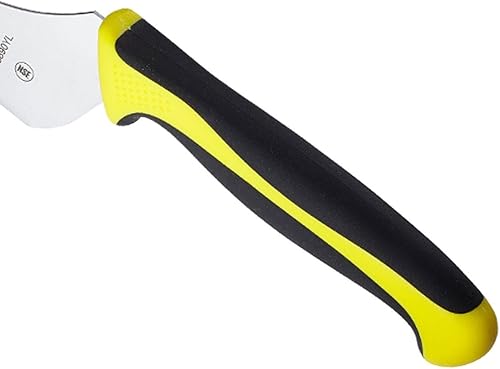 Vista 285 de Mercer Culinary Millennia Colors - Cuchillo Santoku, borde Granton de 7 pulgadas, color rojo