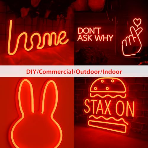 Image of Gesto 16.4 Feet Neon LED Strip Light with 12V Adapter | Cuttable & Flexible Waterproof Rope Light for Wall Decor, Indoor & Outdoor Decoration, Custom Names, Signage & Diwali Decorative Lighting- Red