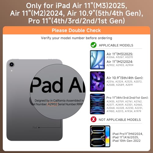 Image of Transparent Case with Keyboard iPad Air 11 Inch (M4 /M3 /M2, 2026 /2025 /2024) / iPad Air 5th /4th Generation 10.9 inch / iPad Pro 11 inch 1st /2nd /3rd /4th Trackpad, Pencil Holder, 7-Color Backlit, Rotatable, white
