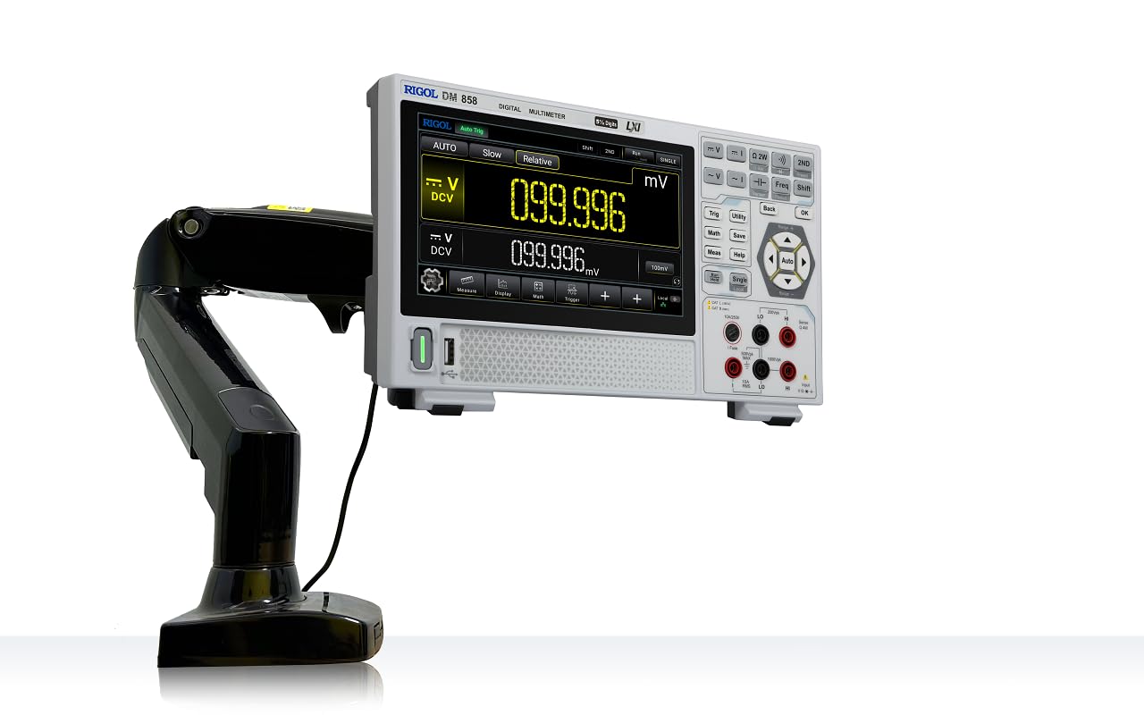 RIGOL DM858E Multímetro digital portátil, TRMS de 5½ bits, precisión DCV del 0,06%, velocidad de lectura de 80 lecturas/s, pantalla táctil a color de 7 pulgadas