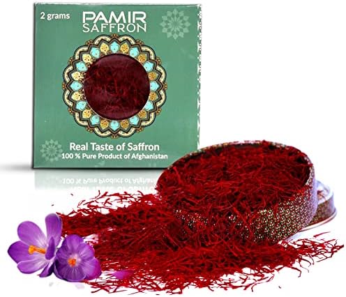 Pamir Saffron Superior Super Negin - Saffron Threads -Top Saffron Spice - Organic Saffron – Necessary for Paella, Rice, Golden Milk, Risotto, Sweets, Tea and all types of Culinary Uses (2Grams)