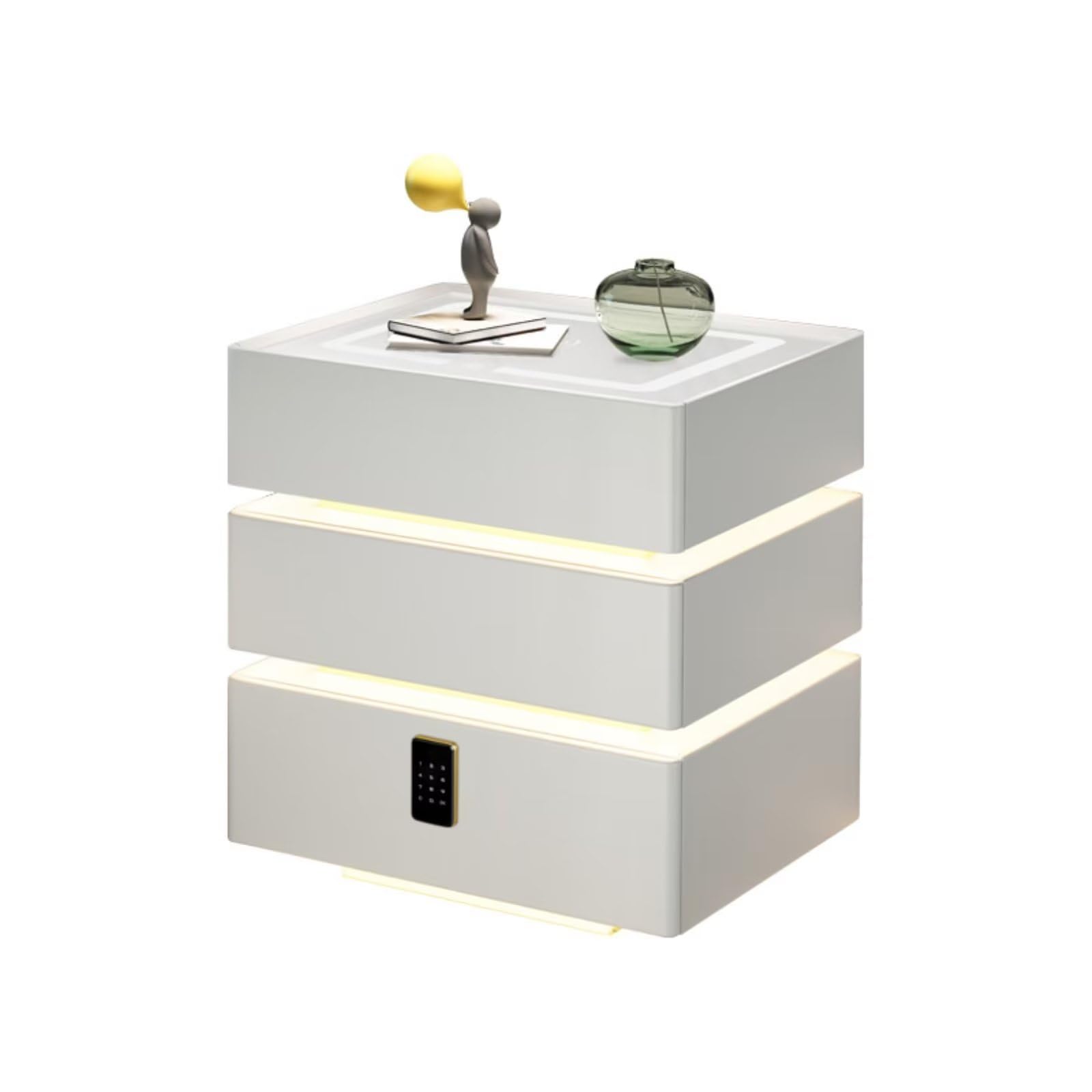Table de chevet intelligente LED et USB : votre meuble d'appoint sécurisé pour lit moderne
