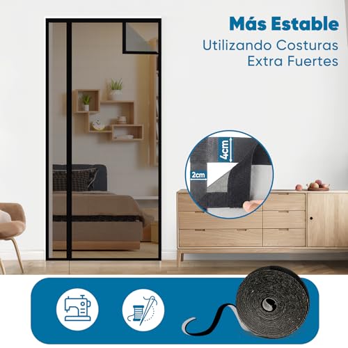 Miniatura 2 de Sekey Mosquitera Puerta A Prueba De Gatos, Mosquitera Magnética Para Puerta De Fibra De Vidrio Apertura Lateral, Cortina Mosquitera Magnética De Balcón, Fácil Instalación, 100x210cm, Negro