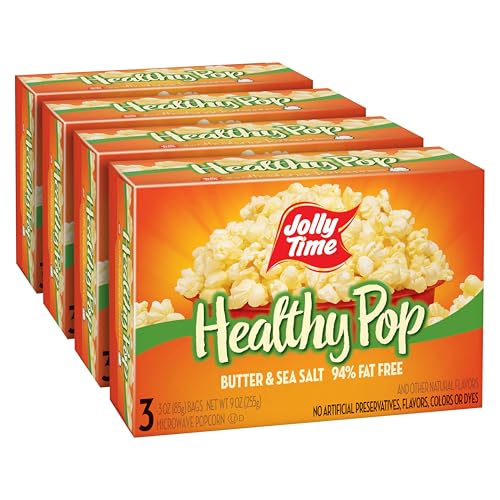 Jolly Time Healthy Pop Buttery Microwave Popcorn, Low Fat Gluten Free Non-GMO,...