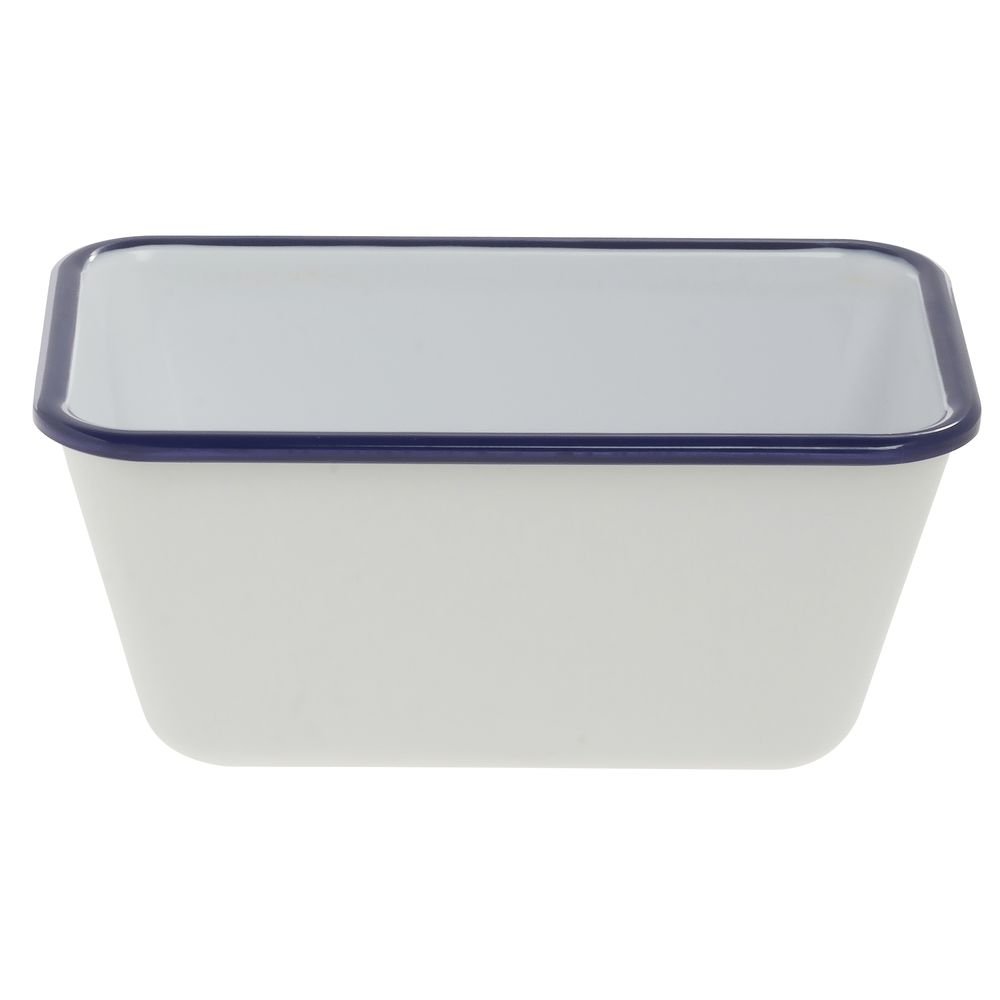 Serving Bowl Enamelware Look Melamine White/Blue - 7" L x 4 1/4 W x 3 1/10 D by HUBERT – 7" x 3.5", Melamine, White, Model 240410