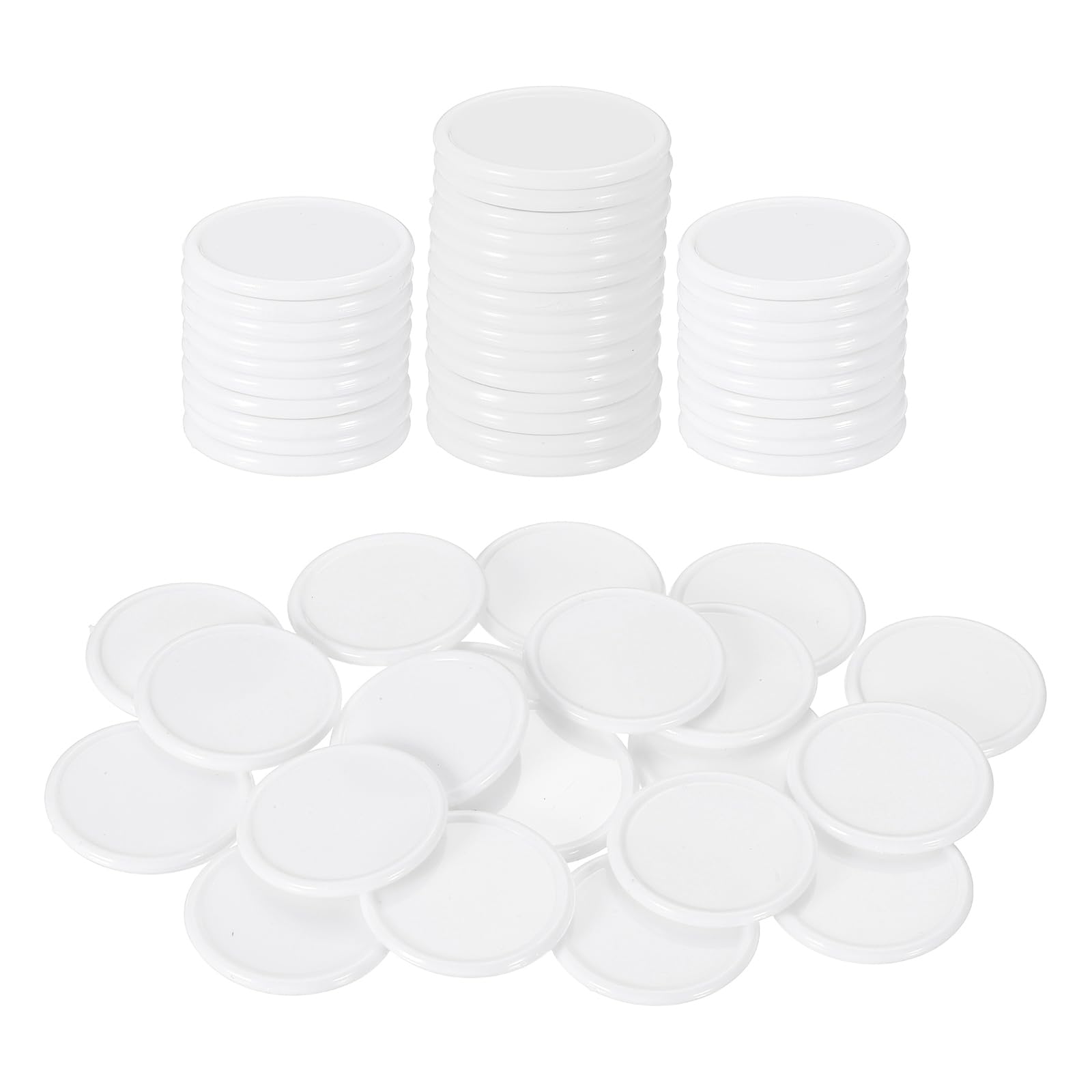 sourcing map 200Pcs 25mm Plastic Poker Chips, Mini Bingo Chips Learning Counters Counting Counters Disks Markers Opaque Game Tokens for Game Play Math Counting, White — image 1