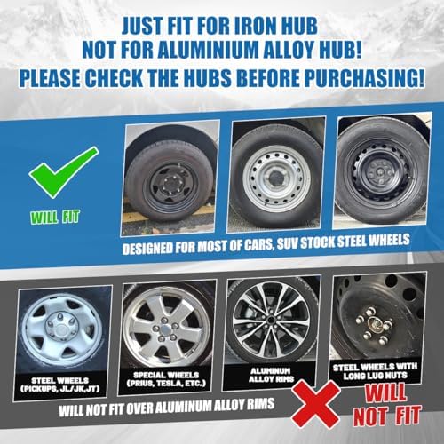 NIXON OFFROAD 17 Inch Hubcaps [Only Fit Iron Hub] Universal Wheel Rim Cover (Set of 4) ABS Hub Caps Replacement for Car Truck SUV (17 Inch, Black Matte, 5084Style) — view 7