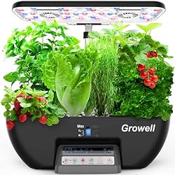Growell Hydroponics Growing System, 17 Pods Large Indoor Garden with 2 Fans | 102 28W Full-Spectrum Grow Lights, Auto-Circulating Water Pump, 10L Water Tank, Auto Timer, 23.8” Height Adjustable