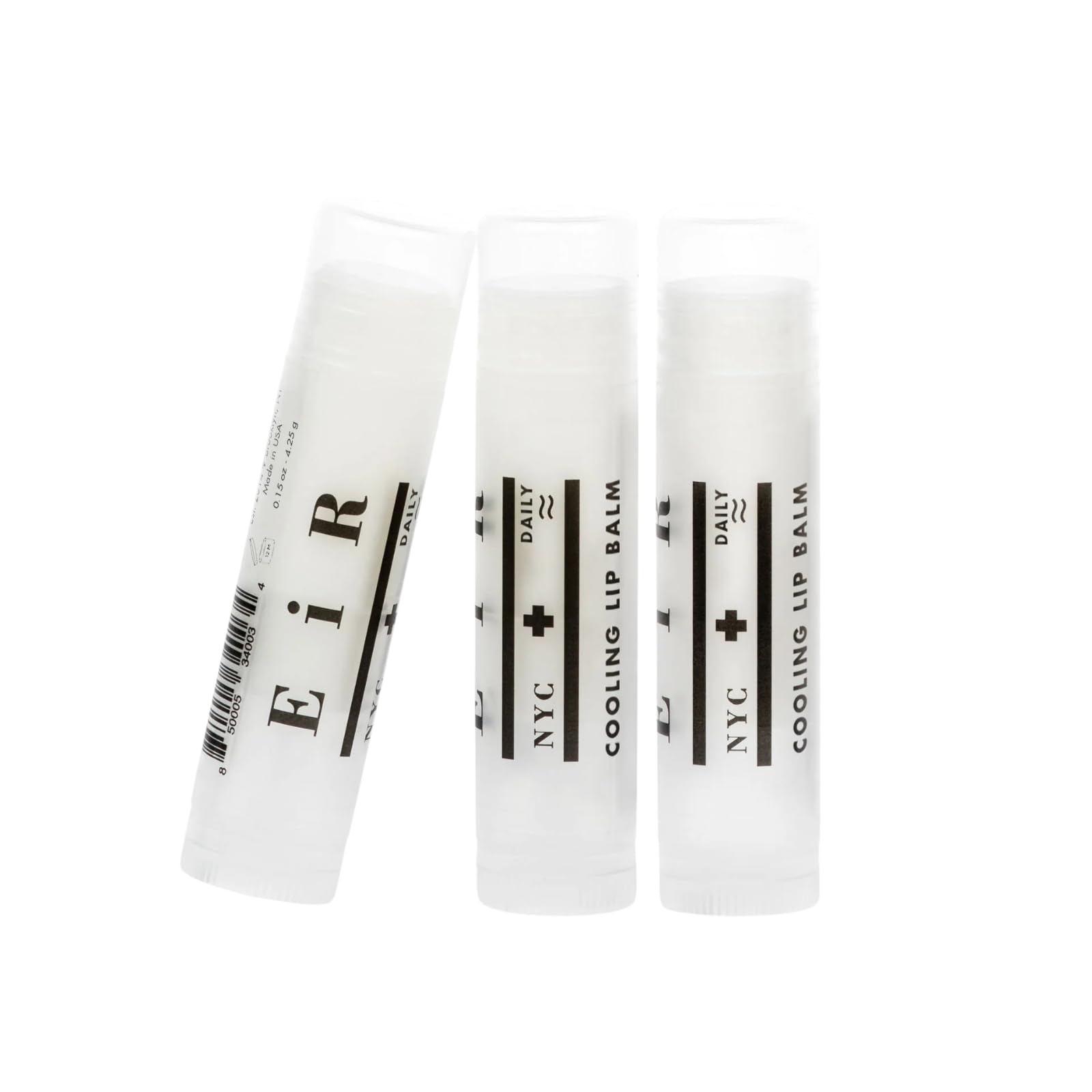 EiR NYC Cooling Lip Balm Stick 3 Pack Natural Lip Care with Beeswax Shea Butter Coconut Oil Vegan