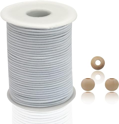 ZHFMLY Cordones elásticos blancos con cuentas 2mm de 43 yardas de cuerda elástica para pulseras, cuentas Pony, llaveros, etiquetas, cinturón, ropa