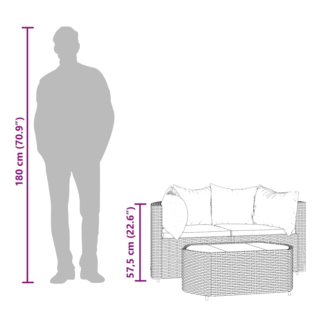 vidaXL Salon de Jardin 3 pcs avec Coussins Marron résine tressée, Ensemble de Salon d'extérieur, Ensemble de mobilier d'extérieur, Ensemble de mobilier de Patio