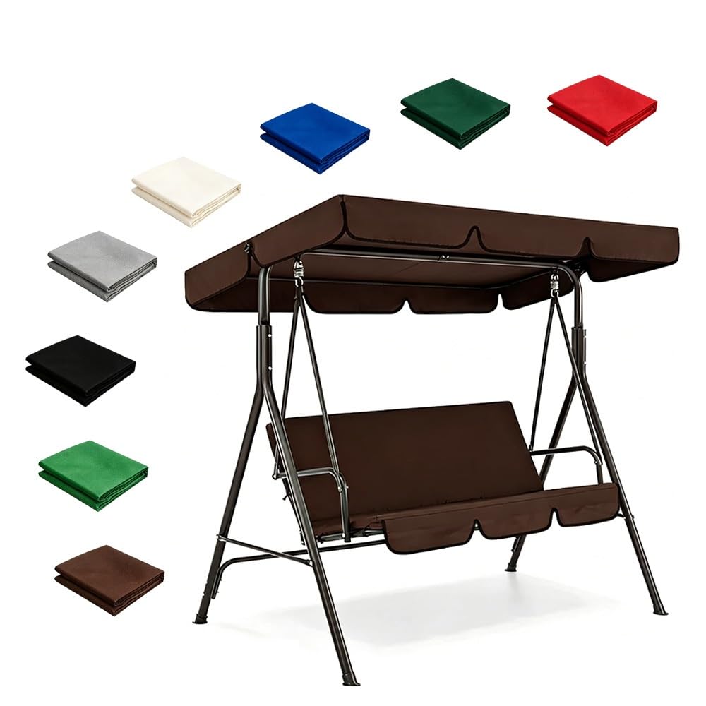 Toit De Balancelle De Jardin Auvent De Rechange pour Balancelle 195x125cm Housse De Remplacement Extérieure Balançoire 3 Places Imperméable Et Anti-UV(Coffee,98x73in-249x185cm)